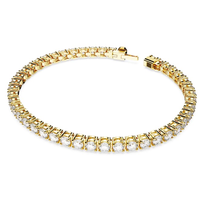 Matrix Tennis bracelet Round cut, White, Gold-tone plated