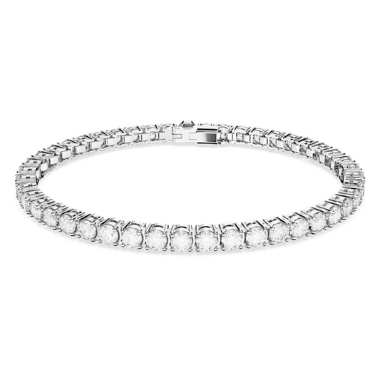 Matrix Tennis bracelet Round cut, White, Rhodium plated