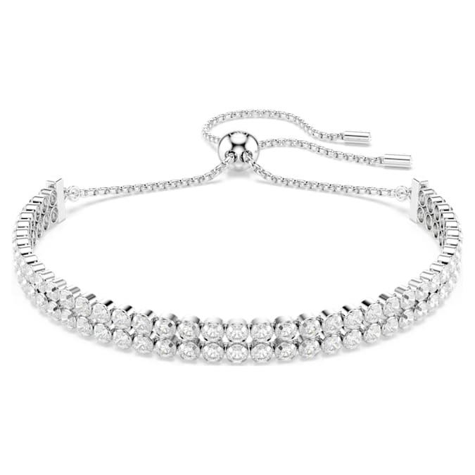 Matrix Tennis bracelet Round cut, White, Rhodium plated