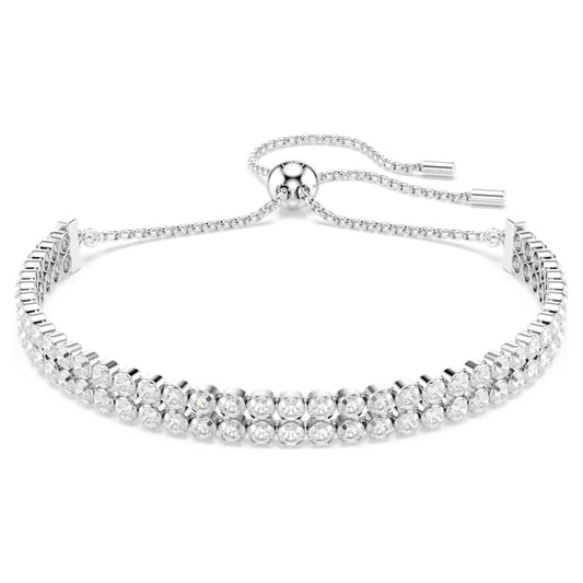 Matrix Tennis bracelet Round cut, White, Rhodium plated