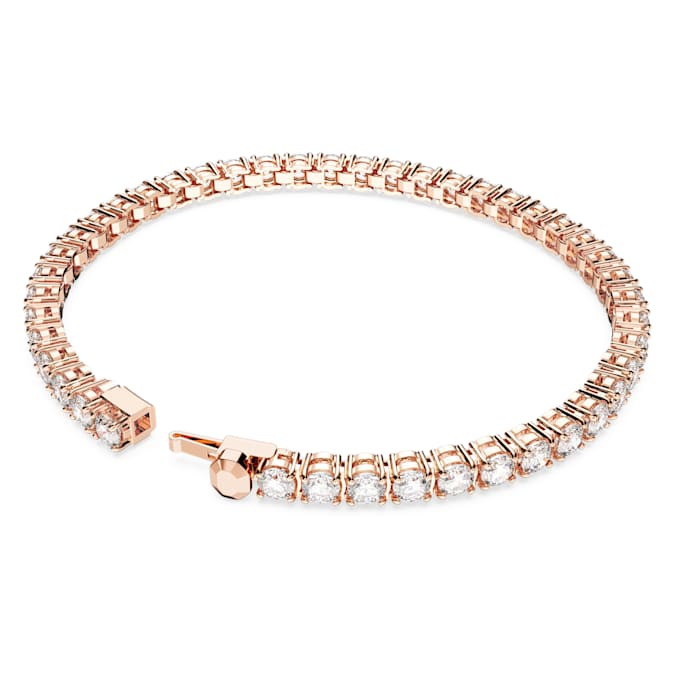 Matrix Tennis bracelet Round cut, White, Rose gold-tone plated