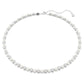 Matrix Tennis necklace Crystal pearl, Round cut, White, Rhodium plated