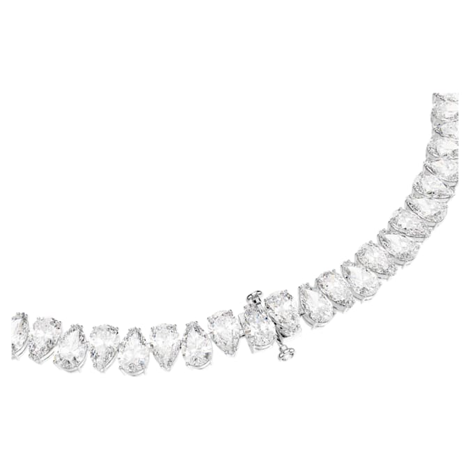 Matrix Tennis necklace Pear cut, White, Rhodium plated