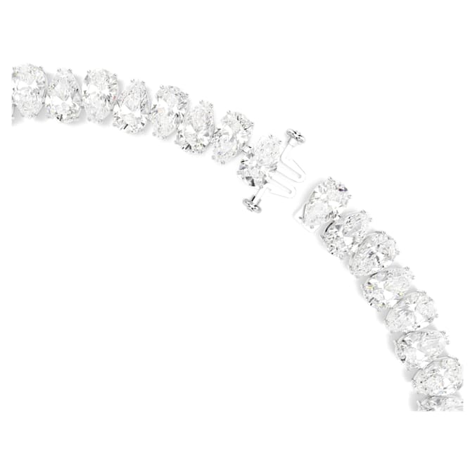 Matrix Tennis necklace Pear cut, White, Rhodium plated