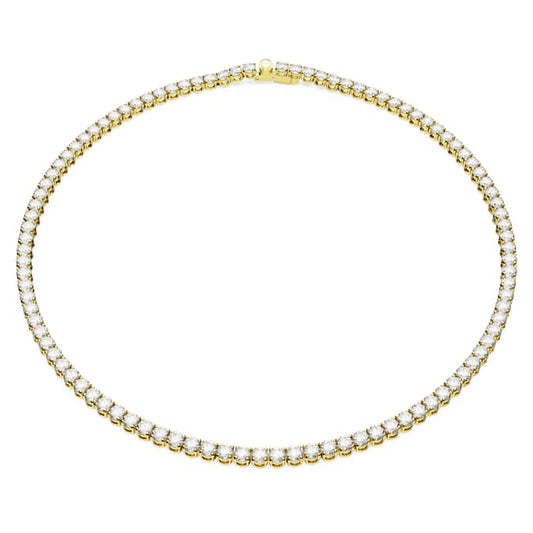 Matrix Tennis necklace Round cut, White, Gold-tone plated