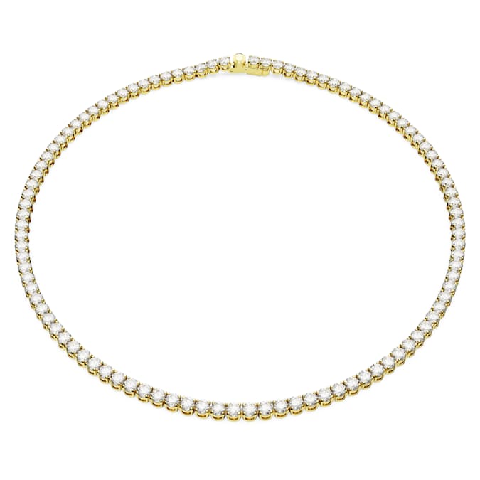 Matrix Tennis necklace Round cut, White, Gold-tone plated
