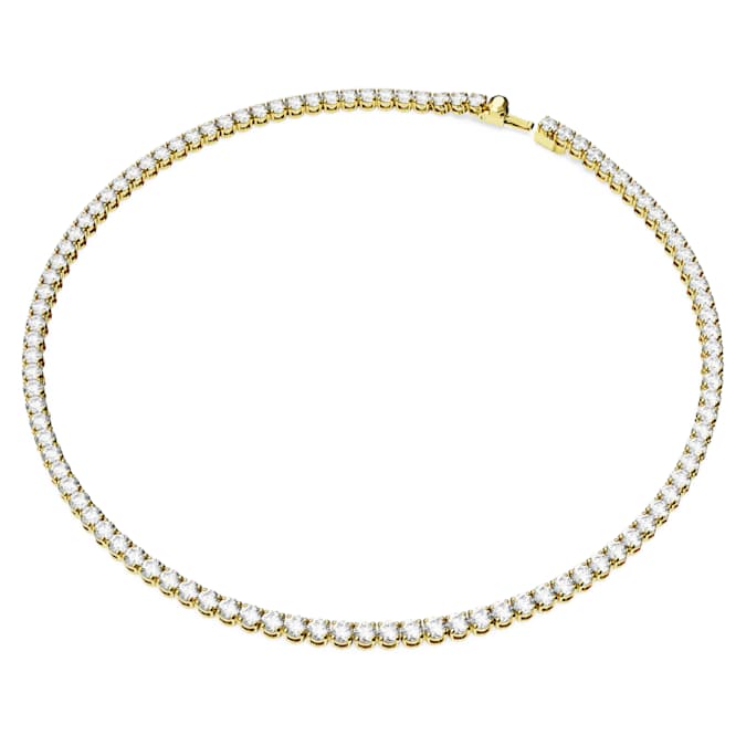 Matrix Tennis necklace Round cut, White, Gold-tone plated