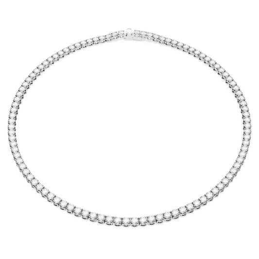 Matrix Tennis necklace Round cut, White, Rhodium plated