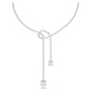 Matrix Y necklace Crystal pearl, Round cut, White, Rhodium plated