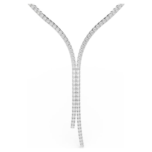 Matrix Y necklace Round cut, White, Rhodium plated