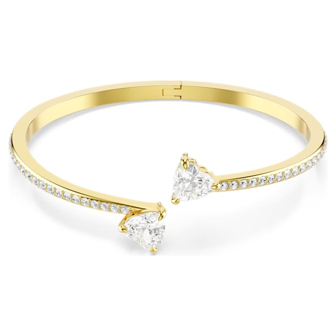 Mesmera Attract bangle Heart, White, Gold-tone plated