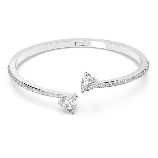 Mesmera Attract bangle Heart, White, Rhodium plated