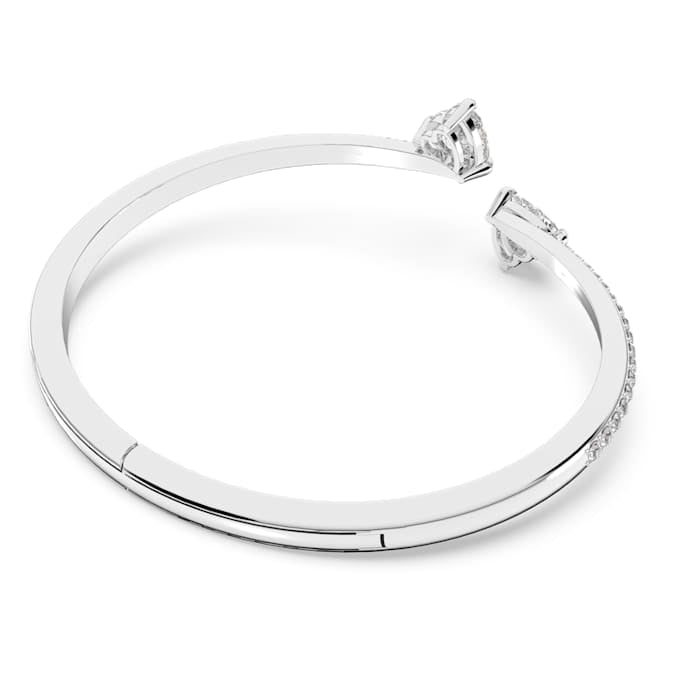 Mesmera Attract bangle Heart, White, Rhodium plated