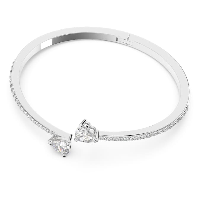 Mesmera Attract bangle Heart, White, Rhodium plated
