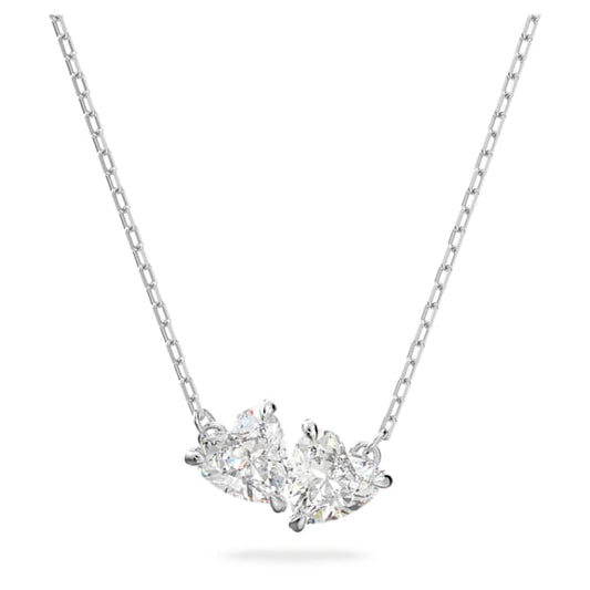 Mesmera Attract necklace Heart, White, Rhodium plated