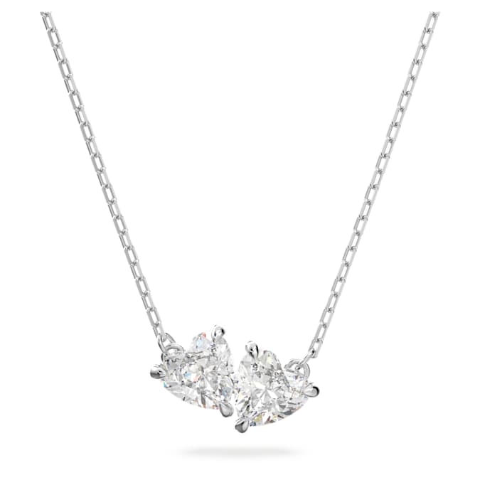 Mesmera Attract necklace Heart, White, Rhodium plated
