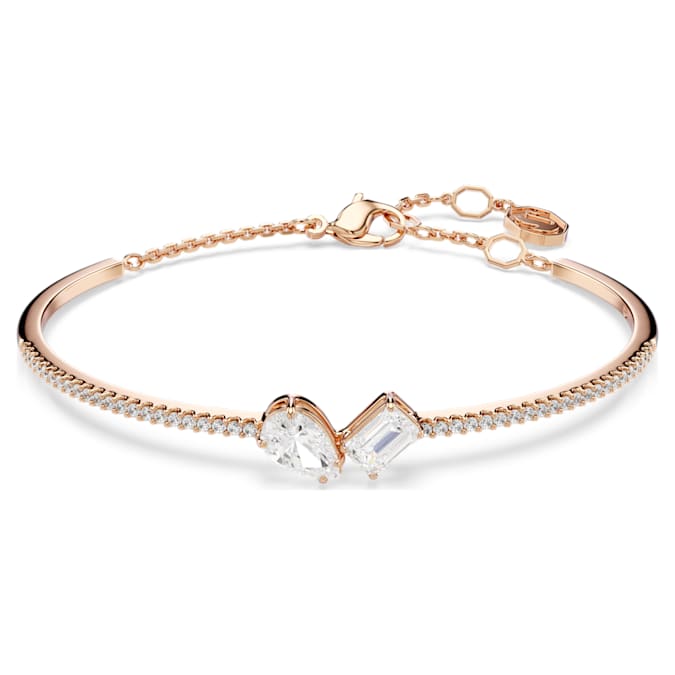 Mesmera bangle Mixed cuts, White, Rose gold-tone plated