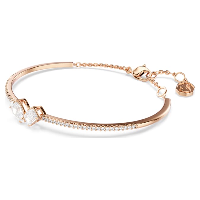Mesmera bangle Mixed cuts, White, Rose gold-tone plated