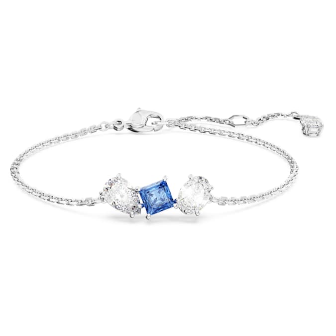 Mesmera bracelet Mixed cuts, Blue, Rhodium plated