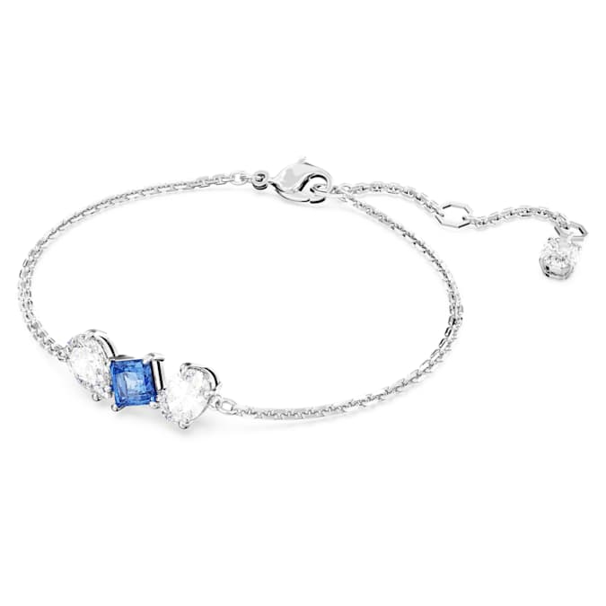 Mesmera bracelet Mixed cuts, Blue, Rhodium plated