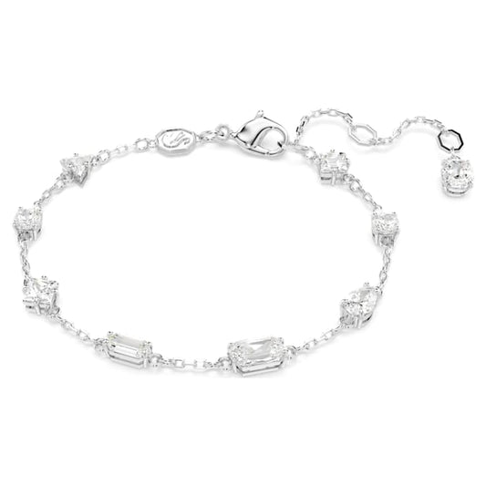Mesmera bracelet Mixed cuts, Scattered design, White, Rhodium plated