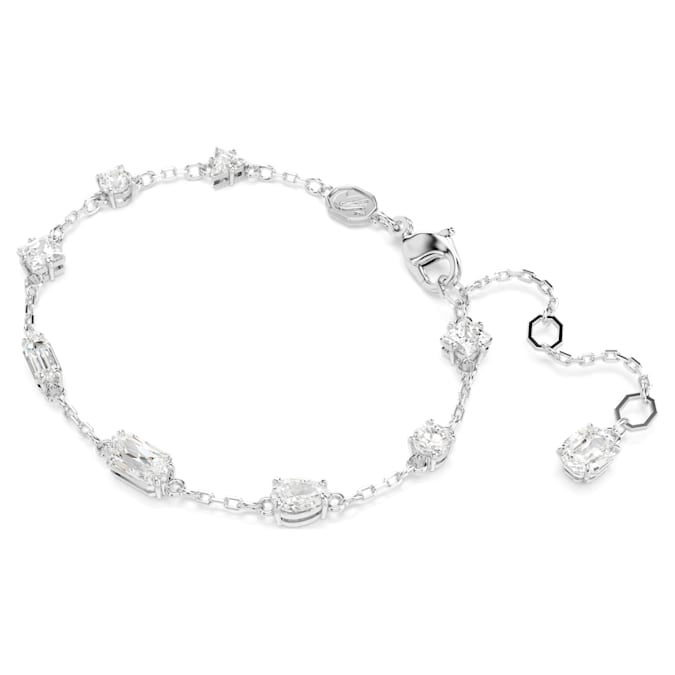 Mesmera bracelet Mixed cuts, Scattered design, White, Rhodium plated