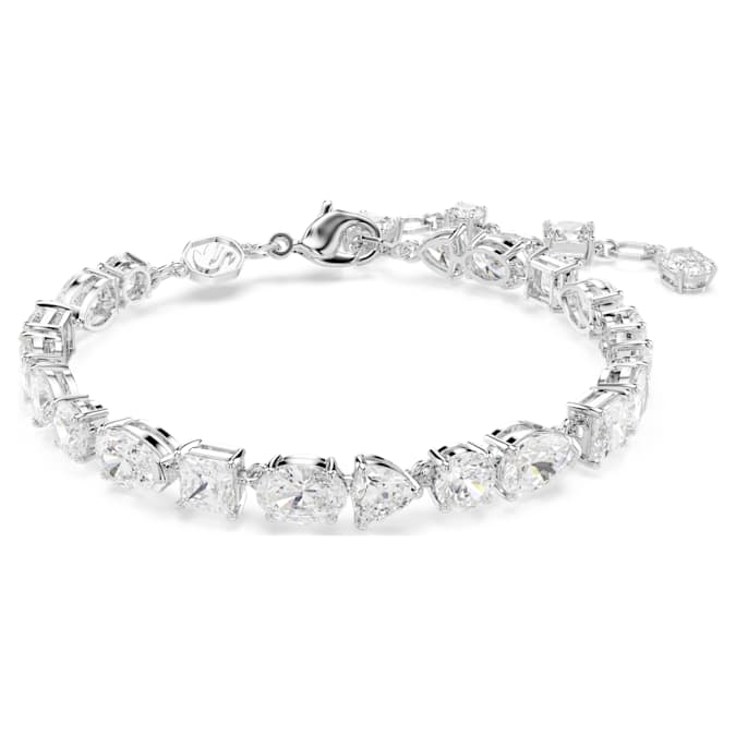 Mesmera bracelet Mixed cuts, White, Rhodium plated