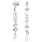 Mesmera drop earrings Asymmetrical design, Mixed cuts, Long, White, Rhodium plated
