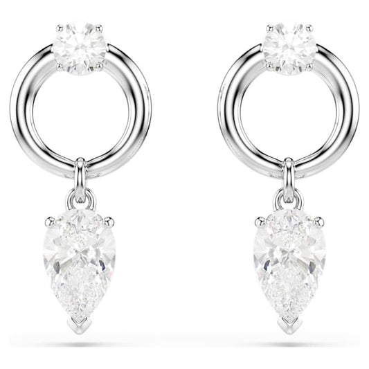 Mesmera drop earrings Mixed cuts, White, Rhodium plated