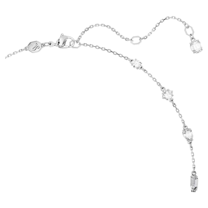 Mesmera necklace Mixed cuts, Scattered design, White, Rhodium plated