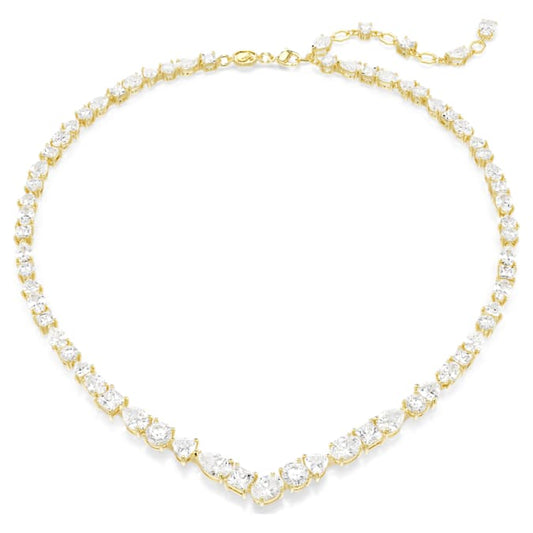Mesmera necklace Mixed cuts, White, Gold-tone plated