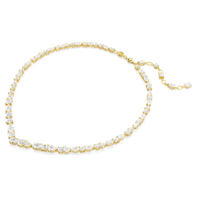 Mesmera necklace Mixed cuts, White, Gold-tone plated