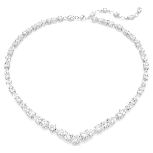 Mesmera necklace Mixed cuts, White, Rhodium plated