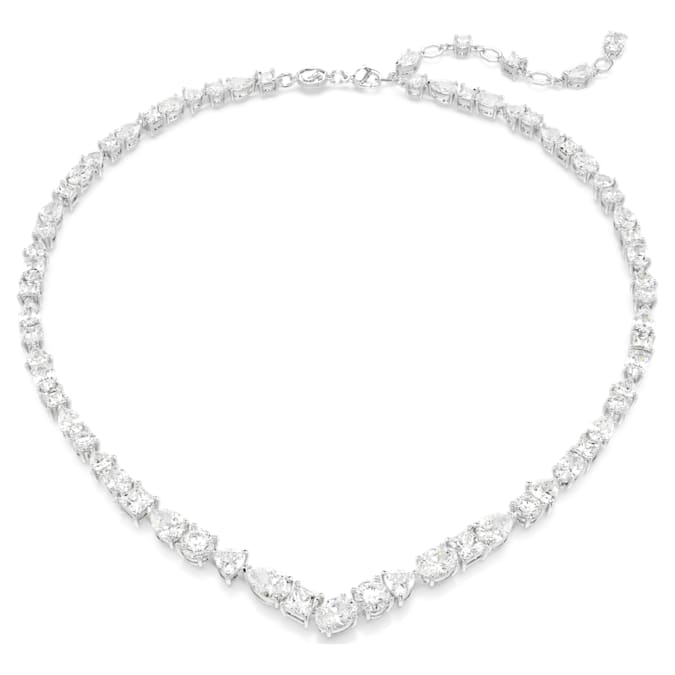Mesmera necklace Mixed cuts, White, Rhodium plated