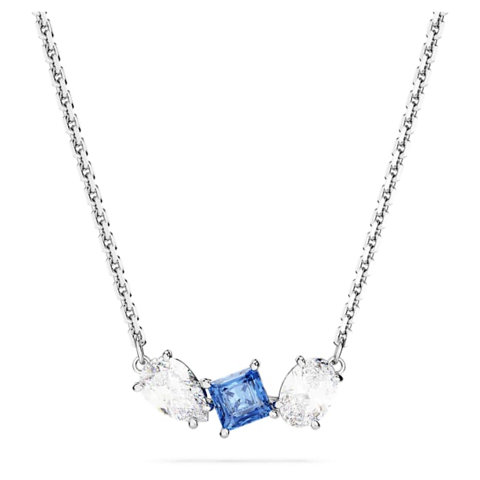 Mesmera pendant Mixed cuts, Blue, Rhodium plated