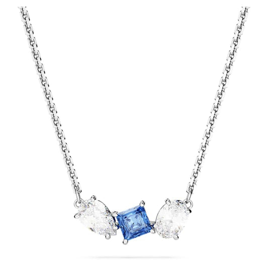 Mesmera pendant Mixed cuts, Blue, Rhodium plated