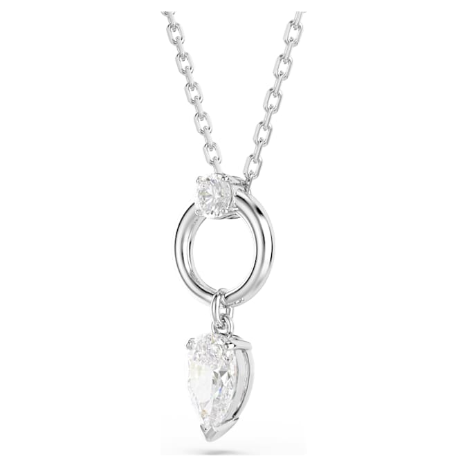 Mesmera pendant Pear cut, White, Rhodium plated