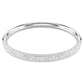 Meteora bangle Snow pavé, White, Rhodium plated