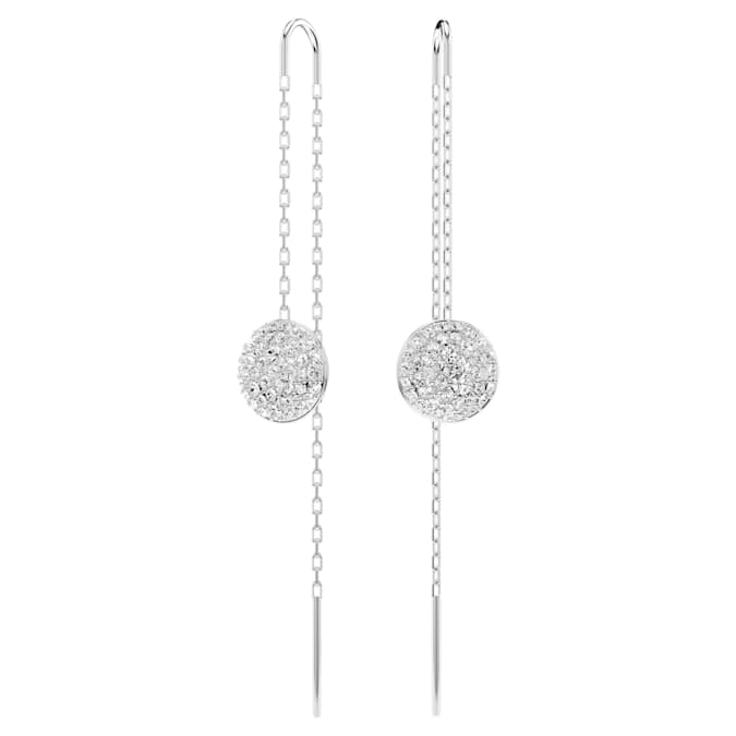 Meteora drop earrings White, Rhodium plated
