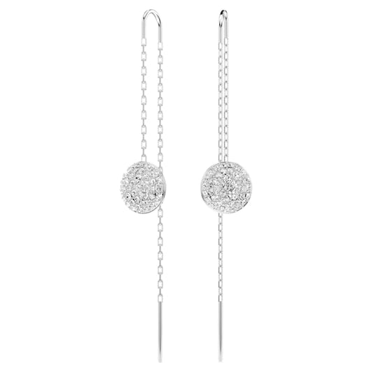 Meteora drop earrings White, Rhodium plated