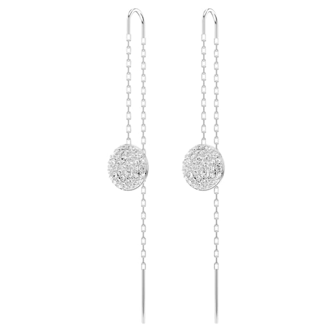 Meteora drop earrings White, Rhodium plated
