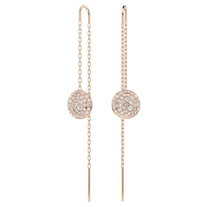 Meteora drop earrings White, Rose gold-tone plated