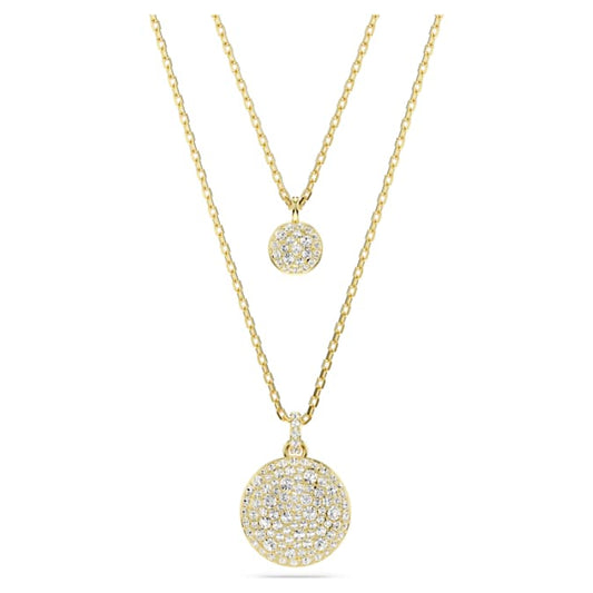 Meteora layered pendant White, Gold-tone plated