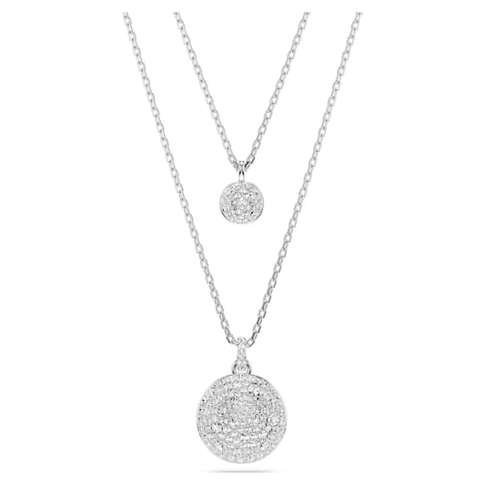 Meteora layered pendant White, Rhodium plated