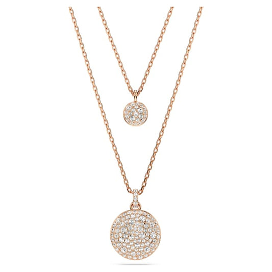 Meteora layered pendant White, Rose gold-tone plated