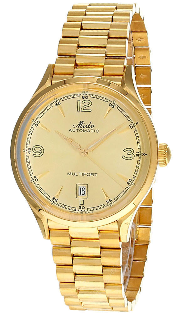 Mido Multifort Patrimony Champagne Dial Gold PVD Steel Bracelet
