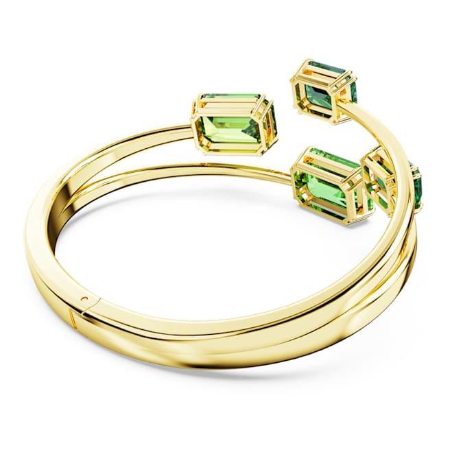 Millenia bangle Octagon cut, Green, Gold-tone plated