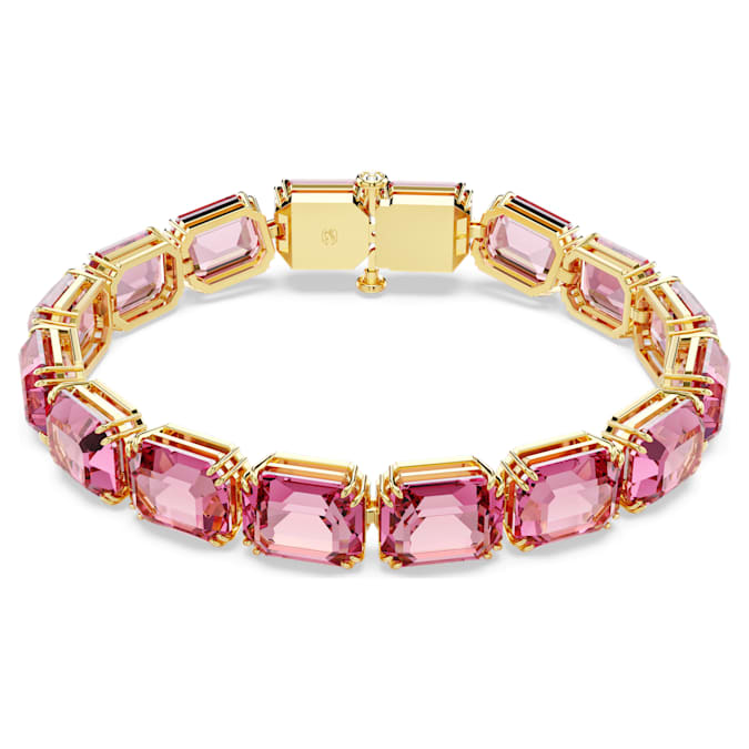 Millenia bracelet Octagon cut, Pink, Gold-tone plated