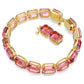 Millenia bracelet Octagon cut, Pink, Gold-tone plated