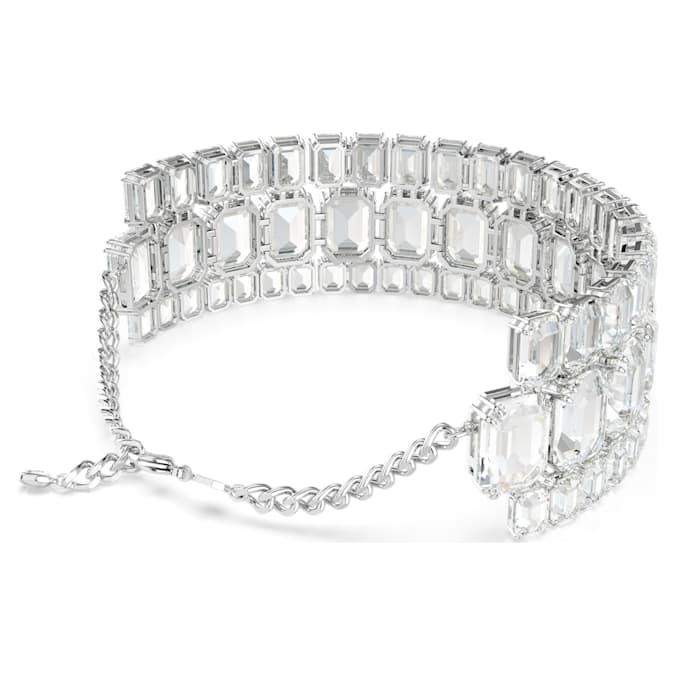 Millenia choker Octagon cut, White, Rhodium plated